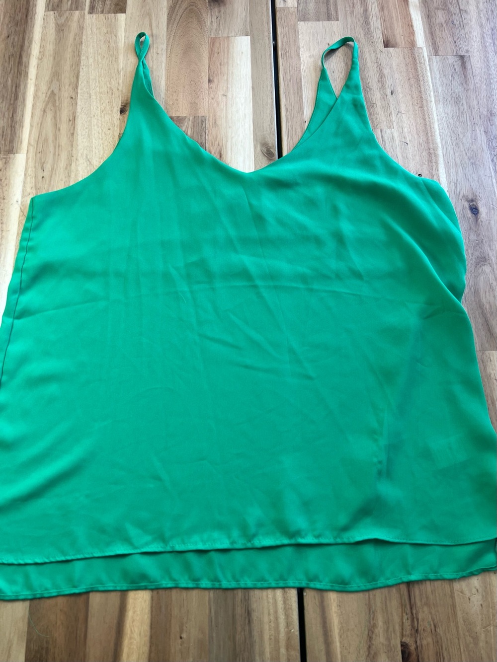 Stella Luce Green Sleeveless V-Neck Cami Tank Top Size Large